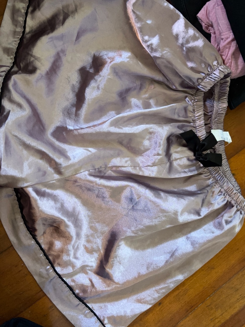 Satiny Lavender Sleep Shorts with Bow